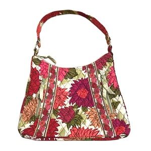 Vera Bradley RARE RETIRED Floral Green Hello Dahlia Shoulder Purse